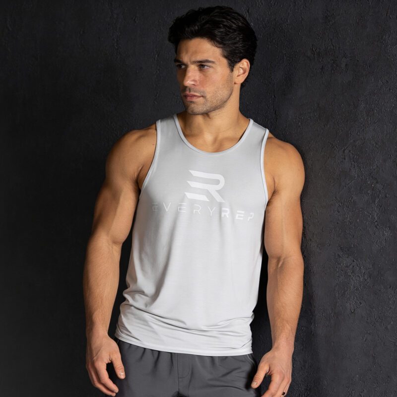 EveryRep Mens Trainer Fitted Tank Platinum Main